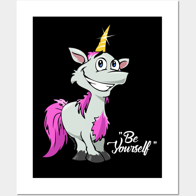 Be Yourself - Unicorn #2    Dark Tees Wall Art by Illustratorator